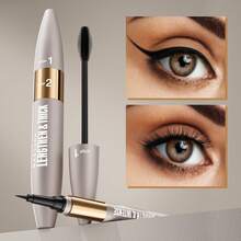 HelloKiss Bộ 2 sản phẩm mascara và kẻ mắt chống thấm nước lâu trôi, mascara làm dày và cong mi, kẻ mắt mịn màng không lem, phù hợp cho người mới bắt đầu, sử dụng hàng ngày, dự tiệc, ngày lễ, quà tặng Ngày của Mẹ. - màu đen - Xem 12