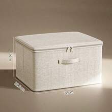 1 pieza Caja de almacenamiento plegable de lino, organizador con tapa de gran capacidad, plegable y apilable (sin cerradura) - Multicolor - Ver 10