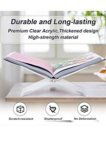 1pc X-Shaped Transparent Acrylic Bookshelf, Reading Rack For Books, Music Albums, White/Black Display Shelf For Home, Library, Cookbooks, Suitable For Reading And Displaying Various Books, Kitchen Countertop Decor - Transparent - View 8