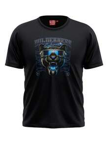 Camiseta Premium De Algodão Cibernética Selvagem Street Wear - Preto - Visão 2