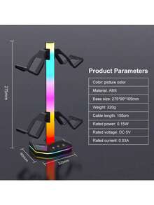 RGB 4-In-1 Controller & Headset Stand, Slow Charging USB Type-C Port, Multi-Mode LED Gaming Lights, USB Powered (No Battery), ABS Desktop Organizer, Only Compatible With Standard Game Controllers And Headsets, Accessories Not Included - View 3