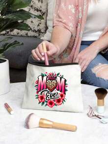Borsa per cosmetici con motivo "Best Mom Ever", leggera, organizer per cosmetici e articoli da toeletta, borsa cosmetica con cerniera, portamonete leggero, borsa da toilette, borsa per riporre oggetti, accessorio da viaggio, perfetto per lo shopping, uso versatile, adatto per donne, perfetto per matrimoni, gite in spiaggia o viaggi casual, per organizzare il trucco, regalo per la Festa della Mamma - Multicolore - Visualizzare 3