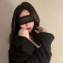 Black Lace Eye Mask Veil, Fashion Light Blocking Sleep Eye Cover, Elegant Breathable Blindfold For Daily & Party Use - 網紗黑色眼罩 - 查看 2