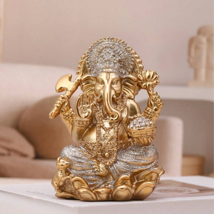 1pc Resin Elephant Statue Home Decor, Decorative Ornament, Scene Decoration - Buddha Statue - View 1