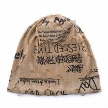 1 chiếc mũ len dệt kim thời trang cổ điển in chữ, thiết kế cũ kỹ, ấm áp và chống gió, thích hợp cho hoạt động ngoài trời. - Nhiều màu - Xem 5