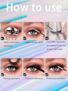 7 Pairs 3D Fluffy Faux Mink Eyelashes, 12mm Length - Black - View 4