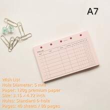 40 hojas de recambio A6/A7 de lista de deseos rosa, perforadas con 6 agujeros, papel premium de 120g, para planificador y diario de anillas de 6 agujeros - Rectángulo - Ver 13