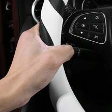 Dual-Color Patchwork Design Car Steering Wheel Cover, Fits 14.96 Inch Vehicles Including Cars, Small Cars, And SUVs, Suitable For Most Models, Made Of PU Leather, Anti-Slip And Durable! - Multicolor - View 7