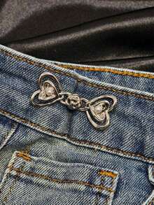 1 Pair Of High-End Pearl Heart-Shaped Brooch Waist Adjuster For Jeans Skirts, Premium Quality With Adjustable Waistband Buckle - Heart-shaped Waist Buckle - View 11