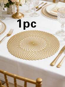 1/4/6pcs Simple PVC Gold Foil Placemats, Hotel Restaurant Decor Heat Insulation Non-Slip Table Mats, Suitable For Wedding Party, Christmas, Valentine's Day, Holiday Celebration, Picnic, Birthday Banquet Table Decoration - Multicolor - View 8