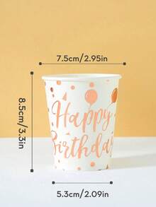 10/20pcs Disposable Paper Cups, White Background Rose Gold Balloon Pattern Design For Cold Drinks And Coffee, Suitable For Birthday Party, Family Gathering, Picnic, Party Decoration - Multicolor - View 4