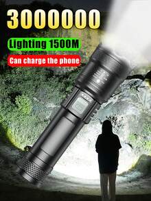 1/2/4/6pcs Portable 8000W Flashlight With Reverse Charging For Phones, High Capacity 1200mAh Lithium-Ion Battery, Super Bright Spotlight And Floodlight, Adjustable Focus, 4-Level Battery Indicator, Rechargeable Via USB, Suitable For Camping, Hunting, Fishing, Hiking, LED String Lights For Mother's Day, Eid, Back To School, Christmas, Halloween, Festival Party Lighting Decorations - Battery Level Indicator Flashlight - View 12