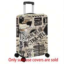 Vintage Luggage Cover - Elastic Luggage Protector With Vintage Ticket Design WE GO TRAVEL, Scratch-Resistant Polyester Material, Suitable 18-32 Suitcases, Dustproof Wheel, Vintage Travel Decoration - Easy To Install Elastic Wrap - Multicolor - View 2