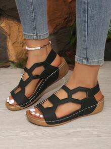 2026 Summer Fashion Women's Wedge Sandals - Black - View 2