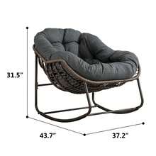 Outdoor Rattan Rocking Chair,Padded Cushion Rocker Recliner Chair Outdoor For Front Porch, Living Room, Patio, Garden - Grey - View 6