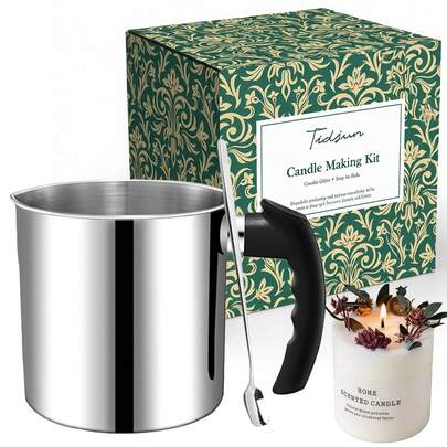 Nồi đun sáp hai lớp 44oz, bình làm nến bằng thép không gỉ 304 với tay cầm chịu nhiệt và thiết kế vòi chống nhỏ giọt.