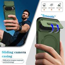 1pc Mecha Protective Phone Case With Hidden Stand And Camera Guard, Suitable For Pixel 8 A 9PRO 10 PROXL - Green - View 1