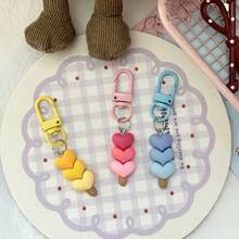 2/4/6pcs Valentine's Day Heart Shaped Keychain Set | Resin Ombre Heart Design With Alloy Lobster Clasp, Romantic Gift For Girlfriend/Couples, Cute Bag Charm Decoration, Small Gift For Her - Keychain - View 4