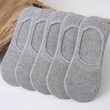 5/10双装女士白色船袜，时尚半趾纯棉透气短袜 - 白色 - 查看 4