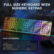 ATTACK SHARK *ZIYOULANG M104 Wireless Gaming Keyboard With Metal Panel Wired/Bluetooth Mechanical Feel Membrane Full Size Keyboard With Numeric Keypad RGB 4000MAH Rechargeable Quiet For PC Gamer - View 5