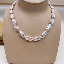 38cm/14.96in Asymmetrical Baroque Natural Freshwater Pearl Beads, DIY, Hole Diameter 0.9mm - White - View 2