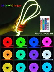 1 dải đèn LED neon RGB bằng silicon dẻo, có điều khiển từ xa 24 phím, có thể điều chỉnh độ sáng và đổi màu, thích hợp trang trí Giáng sinh trong nhà/ngoài trời. - Ánh sáng nhiều màu - Xem 5
