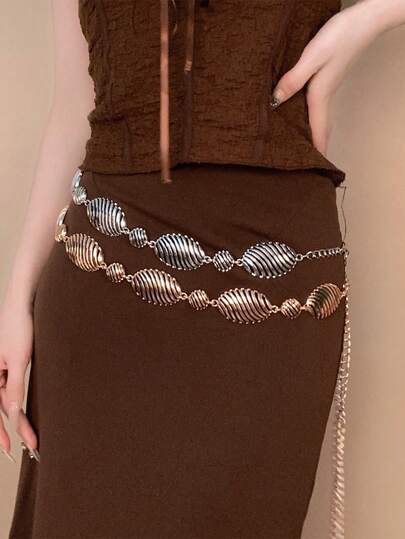 حزام خصر بتصميم مرقع بنسيج مجسم بشكل بيضاوي، حزام خصر فريد من نوعه بطراز مستهلك، إكسسوار موضة متعدد الاستخدامات للارتداء اليومي