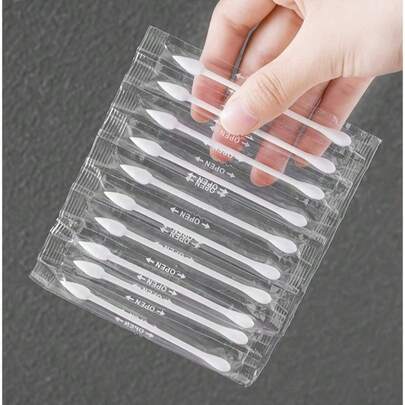 300/600 unidades de bastoncillos individuales envueltos - Punta redonda de doble extremo para limpieza de oídos, desmaquillaje y uso multipropósito