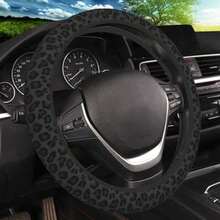 Black Leopard Print Cheetah Elastic Steering Wheel Cover Non-Slip Breathable Neoprene Steering Wheel Covers Women Leopard Car Accessories Universal 15 Inch Fit A Suvs Truck - Black Leopard Print - View 7