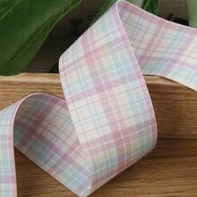 Bicolor Plaid Printed Ribbon, Handmade Bow DIY Hair Accessories, Clothing Supplies, Gifts, Floral Ribbon - Multicolor - View 13
