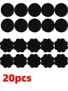 20 piezas de Pétalos desechables no tejidos para el pecho, Cubiertas invisibles para pezones, Cinta adhesiva transpirable para levantar el pecho - Negro - Ver 7