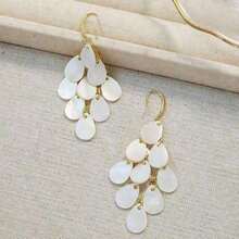 1 Pair Fashion Water Drop Shell Tassel Earrings, High-End Beach Vacation Accessories - A - View 7