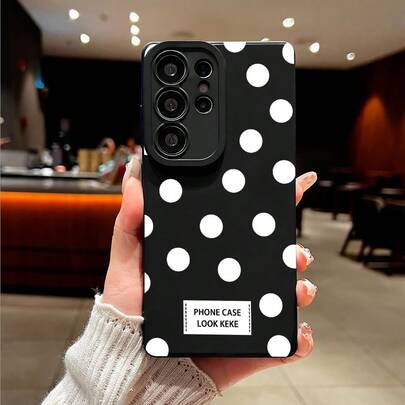 Capa protetora minimalista de TPU com estampa de bolinhas, resistente a impactos e hipoalergênica, compatível com Galaxy S25 Plus/Galaxy S25 Ultra/Galaxy Note20/Galaxy A52 5G/Galaxy S23 Ultra/Galaxy S22/13C 4G/Galaxy A35/Galaxy SAM/Honor/Note13 Pro/S23 Ultra/S24 Ultra/S25/A56 (1 unidade)