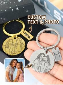 Custom Photo Keychain, Personalized Name Keychain, Customized Family Picture Keychain, Acrylic - Style B - View 1