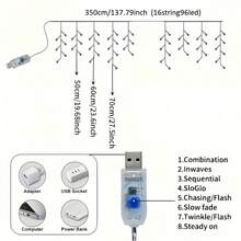 1組魔幻蝴蝶LED燈簾燈-96顆LED燈,8種模式,USB供電,仙女燈,適用於嬰兒房、臥室、婚禮、派對、宿舍、露台裝飾、嬰兒洗禮、居家裝飾禮物 - 彩色 - 查看 7