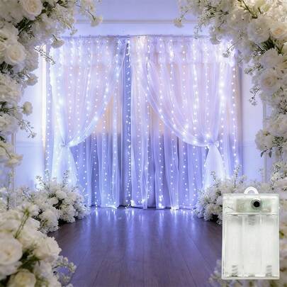 Battery Powered LED Curtain Lights, 8 Lighting Modes For Home Bedroom Decor, Suitable For Christmas, Wedding, Birthday, Garden, Bedroom, Holiday Party Decoration