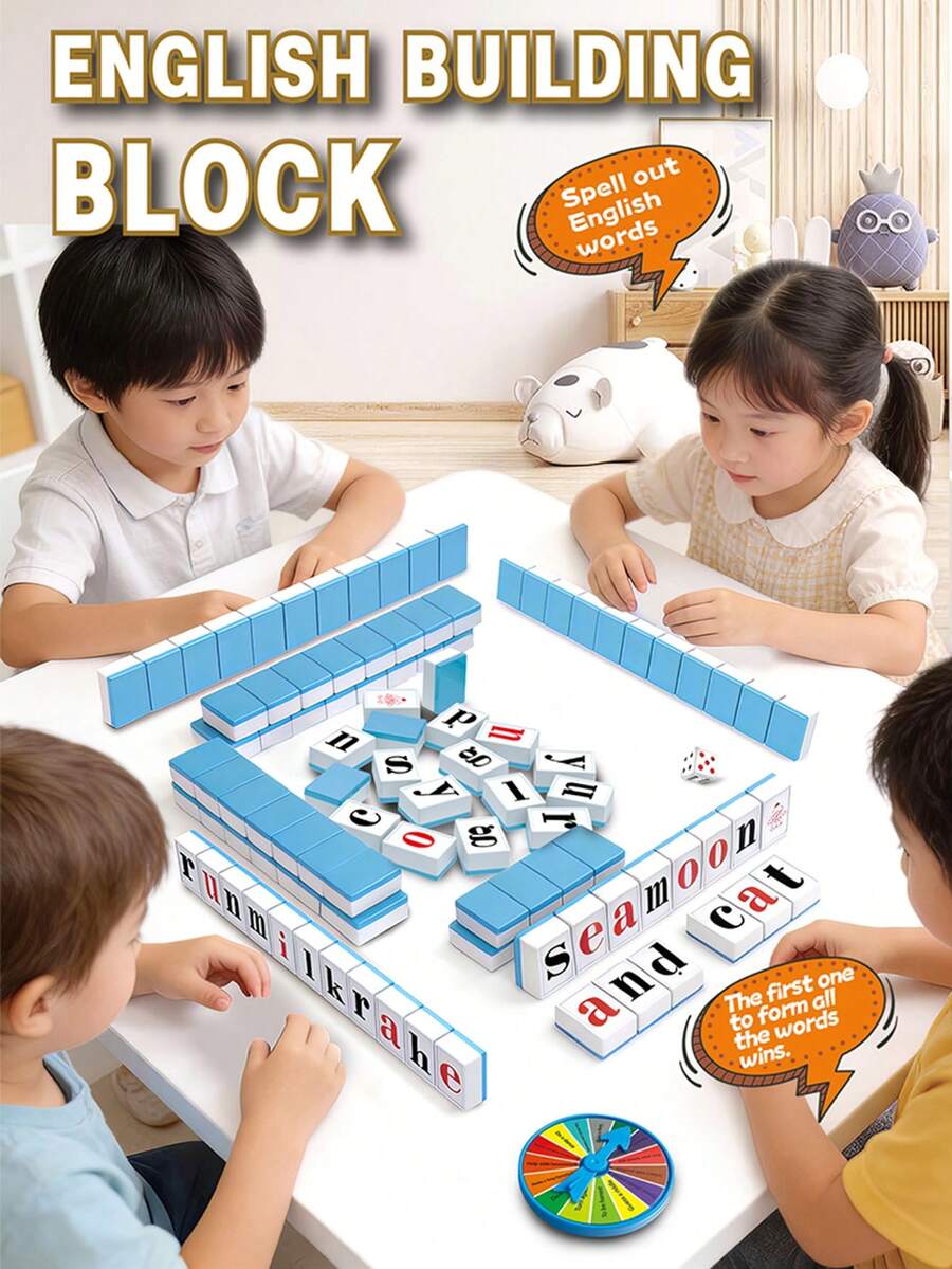 Funny Learning Pinyin Alphabet English Word Idiom Mahjong Board Game, Student Educational Intellectual Game, Multi-Player Interactive Toy