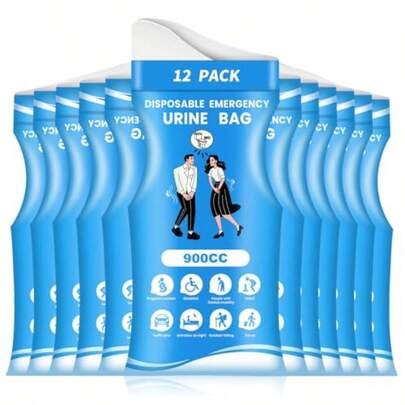 12/24 Pcs Disable Urine Bags 3rd Generation 900ML Emergency Portable Pee Bags  Travel  Men/Women Unisex Leakproof Urinal Bag Odorproof Urinal Bag Vomit Bags  I Tric Jam
