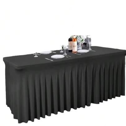 1 pieza Mantel de spandex blanco, adecuado para mesas de comedor rectangulares, resistente a las arrugas y lavable, cubierta de mesa de jardín elástica, mantel de spandex universal para bodas, banquetes, fiestas, estilo Ins de lujo, falda de mesa elástica blanca, mantel de conferencia para cumpleaños de hotel y banquete