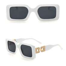 时尚眼镜盒，钻石腿眼镜盒，女士时尚眼镜，矩形小框时尚眼镜，适合时装秀的现代街头风时尚眼镜 - 灰色 - 查看 4