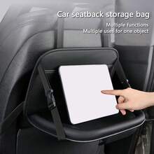 Car Seat Back Storage Bag, Leather Car Seat Back Hanging Organizer, Multi-Functional Storage Box, Dining Tray Design - A - View 4