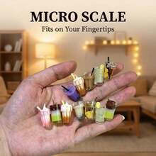 8pcs (Random Style) Mini Doll House Drink Cups, Suitable For Doll House Decor, Mini Tea/Milk Tea Cups With Lemon Straws, Random Cute Styles, Faux Pearl Milk Tea/Iced Tea Cups, Designed For Miniature Model Collectors, Can Be Used As Gifts - Multicolor - View 2
