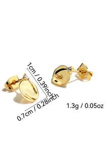 Charm-In Hammered Disc Crystal 18K Gold Plated Stud Earrings | Dainty Minimalist Fashion Earrings For Women | Perfect For Everyday & Party Wear - Gold - View 3