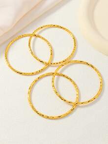 Bộ 4 vòng tay nhiều lớp mạ vàng bằng đồng kiểu Ả Rập Xê Út, quà tặng cho gia đình và bạn bè. - Vàng - Xem 3