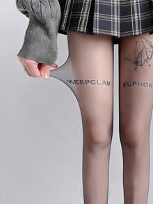 1 đôi quần tất nữ co giãn mỏng nhẹ mùa xuân/hè, họa tiết bướm và chữ cái, chất liệu nylon hiệu ứng hình xăm, quần tất phong cách Gothic Y2K cá tính cho câu lạc bộ và phong cách đường phố. - Nhiều màu - Xem 3