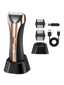 1个USB充电式电动体毛修剪器，男女通用，全身毛发修剪套装，适用于私处和身体毛发，便携式干湿两用剃须刀，适合居家旅行使用。 - 多功能全身剃毛器 - 查看 14