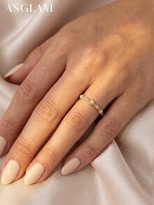 1pc Delicate Small Pearl & Zirconia Ring, 925 Sterling Silver Single Ring, Exquisite Jewelry, Birthday/Prom Gift For Her - Style 8 - View 3