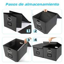 Set Of 2 Portable File Organizer Boxes With Lids, Linen Document Organizer, Foldable File Boxes With Smooth Sliding Rails For Folders And Filing Cabinets For Home - Black - View 8