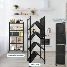Heavy Duty 5-Tier Metal Storage Rack 2PCS Foldable W/ Wheels Garage Office Rack - As Pic - View 9