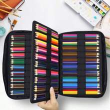 YOUSHARES Estuche para lapices 300 ranuras Estuche de tela Oxford con cierre guarda 300 lapices de colores o 200 boligrafos de gel para lapices Prismacolor y boligrafos de gel Azul Quicksand - Arenas movedizas Azul - Ver 5